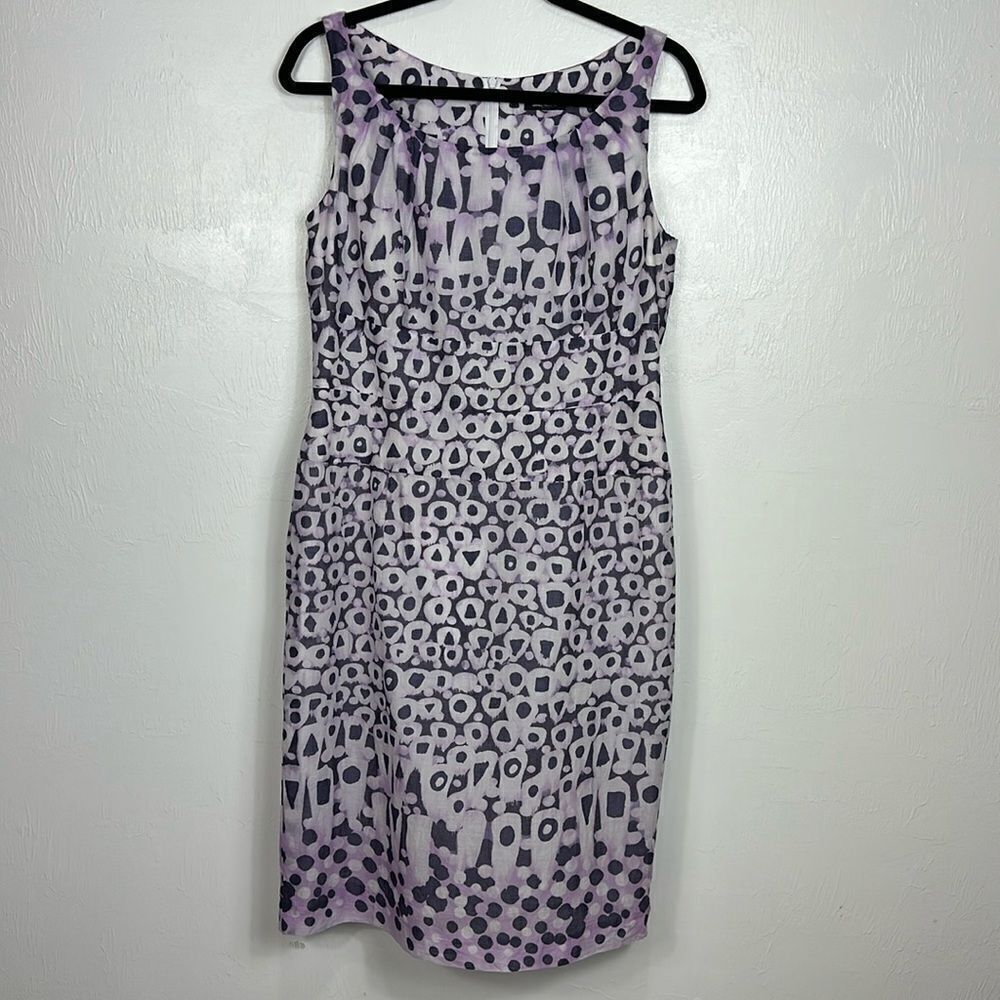 Daniel Hechter Geo Pattern Cotton Sleeveless Midi Sheath Dress Size L